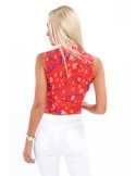 Rote Umschlagbluse mit Blumen und Krawatten MP28887 – Online-Shop – Boutique